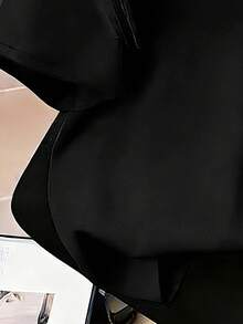 Camiseta de manga corta con cuello redondo y estampado de letras, de uso casual y versátil para uso diario, para niñas preadolescentes - Negro - Ver 7