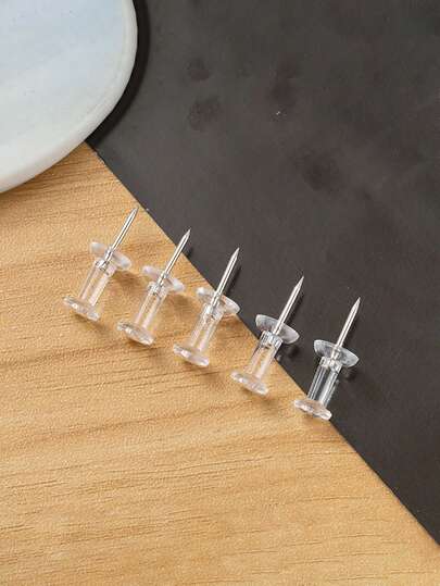 1 ask akryl transparenta runda häftstift, kontorsmaterial dekorativa kreativa häftstift, plast häftstift för anslagstavla