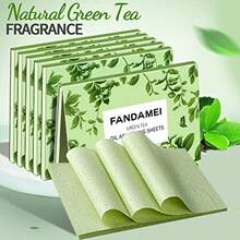 600 hojas secantes de aceite hojas absorbentes de aceite FANDAMEI papel secante para pieles grasas película de control de aceite tejidos absorbentes de aceite 10 cm x 7 cm té verde - como en la foto - Ver 4