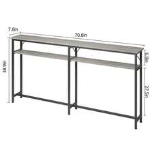 Huisuilinss 70.8" Console Table,2 Tier Sofa Table With Storage,Extra Long Entryway Table,Narrow Couch Table,Thin Behind Couch Table For Entryway Living Room Hallway - Gris - Ver 3