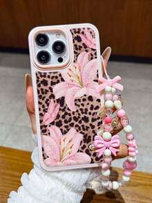 Cute Pink Lily Flower & Leopard Print Matte Anti-Drop Phone Case Compatible With IPhone 11, 12, 13, 14, 15, 16, 13 Pro Max, 16 Plus, XR, 7, 8 Plus, 17 Pro Max, AIR - 款式2(1pc) - 查看 4