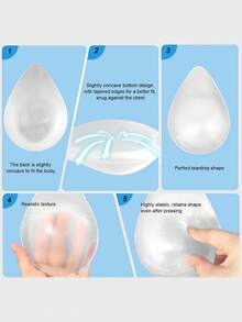 ANGDIE 1 件硅胶水滴形乳房植入物，人造硅胶乳房假体胸垫，男女通用，适用于术后硅胶乳房切除 - 無色 - 查看 9