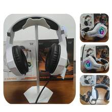 White Gaming Headset, Surround Stereo Gaming Headphones With Noise Cancelling Mic, LED Lights & Soft Memory Earmuffs For Computer Games - Multicolor - View 9