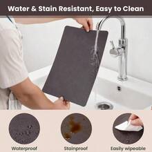 Gugxiom Juego de 6 manteles Individuales y Posavasos con diseño de Piel de Vaca aislantes del Calor y antiescaldaduras rectangulares y de Doble Cara Marrón café + Negro - MarrncafNegro - Ver 2