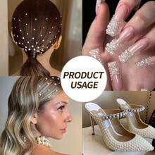 12-Grid Multi-Size Pearl 3D Nail Art Decoration Set, Includes Pearl Picker Pen And Tweezers, 1 Box, Luxury Nail Accessories, Fragrance-Free Formula, Durable. 3D Flat White Pearl Set, Suitable For Nail, Face, Eye And Body Makeup. Nail Art Supplies, Nail Gems. Nails - White - View 4