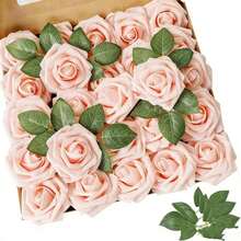 9/25/30pcs Simulated Roses With Stems, Suitable For DIY Wedding Bouquets, Table Decorations, Parties, Baby Parties, Home Decor, OPP Bag Packaging (Excluding Boxes), Each Containing Three Leaves And One Pole, DIY Handmade, Suitable For Occasions Such As Valentine's Day, Gifts, Birthdays, Graduation Ceremonies, Etc - Beige - View 3