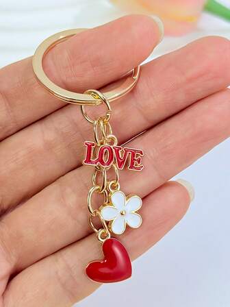 [Regalo del Día de San Valentín] Llavero con corazón LOVE, mariposa y flor - Colgante de metal de moda para mochila, regalo para novia/esposa/madre en cumpleaños, aniversario, accesorio romántico, decoración elegante para fiesta/boda