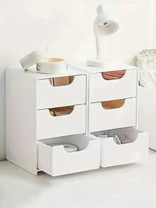 3-Tier Desktop Storage Box With Drawers - Ideal For Storing Bathroom Supplies, Office Supplies, Daily Jewelry And Cosmetics - Portable Compartment Box (12.5cm * 8cm * 9cm) - Multicolor - View 7