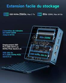 BMAX Mini PC Intel 5205U, 8GB RAM, 256GB SSD, Intel UHD Graphics Gaming Mini Pc Compact Desktop Computer For Home And Office - Phích cắm loại C của EU (220-240V) - Xem 8