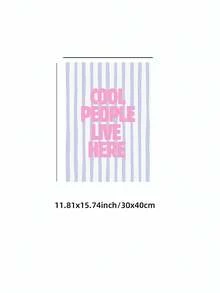1幅无框复古“酷人住在这里”印刷品 - 学院风文字艺术海报，条纹设计语录墙饰，适用于家庭、办公室、教室，乔迁新居礼物，美观的卧室宿舍装饰 - 彩色 - 查看 12