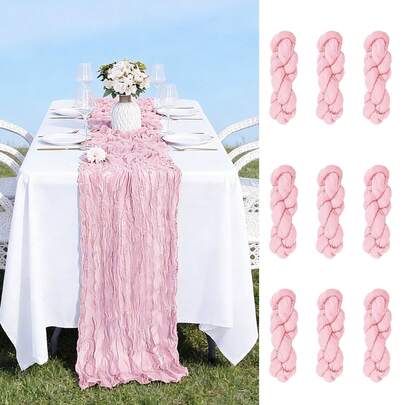 6 piezas de caminos de mesa transparentes, de estilo bohemio en color rosa pastel, con tema navideño, adecuados para fiestas, caminos de mesa largos de estilo granja, también adecuados para baby showers, despedidas de soltera, bodas, cenas de Pascua y talla grande.