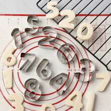 Numeric Cookie Cutter Set. Includes 0-8 Number Shaped Cutters (6-9 Are Inverted Design), Made Of Stainless Steel, Cookie Baking Molds, Numeric Baking Tools - Silver - View 5