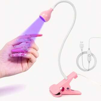 1 st mini nagellampa, LED UV-ljus för härdning av gelnagellack, flexibel och bärbar nageltork med klämma, nagelsalongsverktyg, med klämma, böjbar, mycket flexibel, USB-driven, start med en knapptryckning