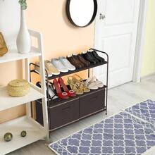 Simple Houseware - clóset de almacenamiento de 3 niveles con 2 cajones color café - Marrn - Ver 8