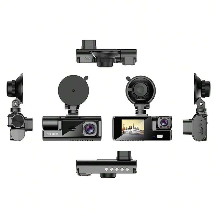 Car Dual Lens Dash Cam HD 1080P Front/Rear/Inside Video Recorder Camera G-Sensor - A - Xem 1