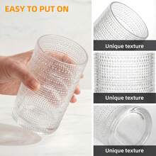 Tomnk 12pack Hobnail Drinking Glasses, 12 Oz Highball Glasses(6pcs) & 10 Oz Cocktail Glasses(6pcs) , Clear Embossed Boho Glass Cups Kitchen Bar Tumbler Glassware Set For Whiskey, Beer, Juice, Milk, Ideal Mother's Day Gift - Trong sáng - Xem 4