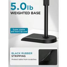 InnoGear Adjustable Desk Microphone Stand Weighted Base With Soft Grip Twist Clutch Boom Arm 3/8/'' And 5/8/'' Threaded Mounts For Blue  And Blue Snowball Kick Drums Guitar Amps Black - 2 - 查看 3