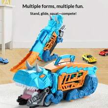 恐龙卡车玩具系列，专为儿童和幼儿设计，包含1辆恐龙运输卡车和6辆赛车玩具，恐龙卡车可以从嘴里发射赛车，适合3-6岁幼儿，是送给3-6岁男孩女孩的绝佳生日/圣诞节/开学礼物。 - 恐龍車 - 查看 6