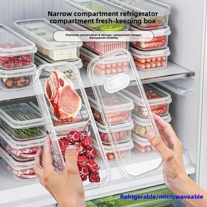 1pc Refrigerator Food Preservation Compartment Storage Box, Meat & Ingredients Freezer Box, Ginger Garlic Onion Divider Prep Container