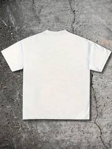 T-Shirt Letter "FOSSRICH STUDIOS" And Strange Scene Printed Boys' Summer Round Neck Short Sleeve With Casual Printing - 白色 - 查看 2