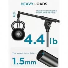 InnoGear Adjustable Desk Microphone Stand Weighted Base With Soft Grip Twist Clutch Boom Arm 3/8/'' And 5/8/'' Threaded Mounts For Blue  And Blue Snowball Kick Drums Guitar Amps Black - 2 - 查看 4