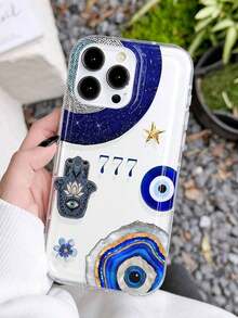 1pc Unique Blue Eye Shell Blue Gold Texture Pattern Phone Case, Thick Transpart Protective Cover Compatible With A05, A05S, A13, A14, A15, A53, A54, A55, A56, S22, S23, S24, S25, 11, 12, 13, 14, 15, 16 Pro Max.Christmas Accessories.Pink Phone Case Fall New Year Mobile Phone Case Cover 17 Pro Max Family Cover De 17 Pro Max Case Cute Phone Cases Fundas 17 Pro Case 16 Pro Max Case - 多色 2 - 查看 3