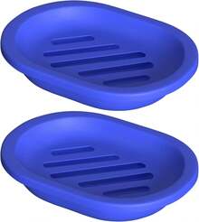 Jabonera para Ducha Con Bandeja de Goteo, Soporte para Barra de Jabón, Caja de Doble Capa de Plástico para Baño y Cocina, Color Azul - blanco, rosa - Ver 1