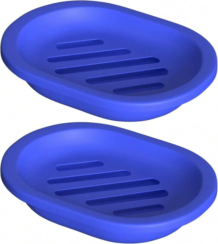 Jabonera para Ducha Con Bandeja de Goteo, Soporte para Barra de Jabón, Caja de Doble Capa de Plástico para Baño y Cocina, Color Azul - blanco, rosa - Ver 1