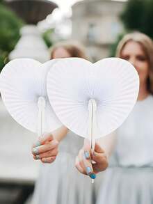 4支/套 优雅心形婚礼折扇，心形折纸设计，装饰纸折手扇，适用于婚礼宾客装饰、新娘摄影、派对回礼、接待和仪式用品、婚礼配饰 | 优雅手扇 | DIY纸艺扇 心形装饰扇 夏季纸扇 最佳生日礼物 - 彩色 - 查看 3