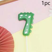 1支/10支装恐龙生日蜡烛 0-9 绿色数字蛋糕装饰蜡烛，适合恐龙主题派对装饰