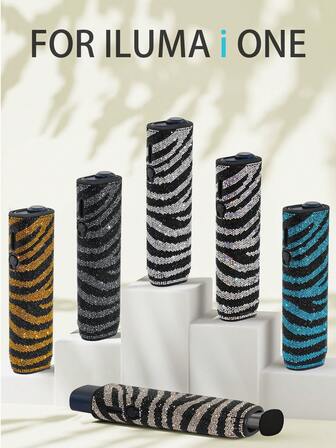 1 Set Estuche protector de lujo con patrón de cebra de rhinestone diseñado para IQOS ILUMA I ONE 7th Gen, funda protectora suave a prueba de golpes para cigarrillo electrónico, ajuste perfecto, diseñado por Hannah con talla grande de 6,770 rhinestones sintéticos para un brillo de lujo deslumbrante y reflectante de Lambertian