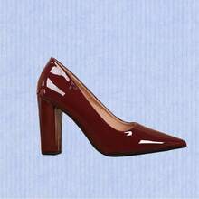 Women's Burgundy Patent Leather Block Heel Pumps – Elegant Pointed-Toe High Heels For Weddings, Parties & Formal Occasions - Bordeaux - Xem 5
