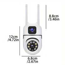 8MP Dual Lens WiFi Security Camera, Full-Color Day & Night Vision, PTZ Tracking & Motion Detection, Wireless Alarm, Two-Way Audio, Dual-Screen App Control, Cloud/SD Card Storage, USB Powered, Wall-Mountable Design, Suitable For Home/Yard/Shop Monitoring | Modern Security Camera With Advanced Features - White - View 10