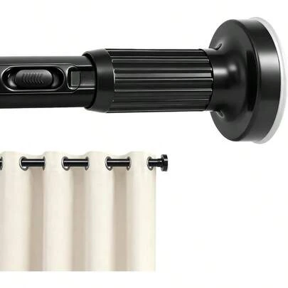 Extra Long Tension Curtain Rod 39-157In 3.3-13Ft One-Click Telescopic Rod No Drilling Outdoor Curtain Rod For Patio Window Heavy Duty Tension Shower Rod Curtain Pole Diameter 1.26 In Black