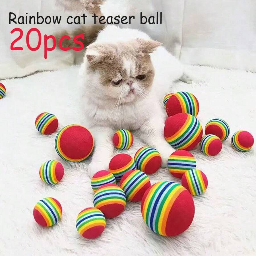 10/20pcs Cat Self-Playing Colorful Balls, Suitable For Cats To Exercise, Relieve Boredom, Grind Teeth And Clean Teeth, Made Of Durable And Materials, Interactive For Owners And Pets - Multicolor - View 1