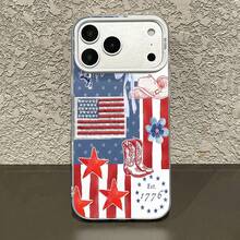 USA Patriotic Cowboy Boots Phone Case Compatible With Samsung Phone Cases,  17,  16 Pro Max,  15 Pro Max,  13, And  12. Made Of TPU Material, Providing Shock And Drop Protection, With A Delicate And Skin-Friendly Feel And An Elegant Appearance, Making It A Perfect Gift For Family, Friends, Loved Ones, Boyfriends/Girlfriends, And For Christmas And Thanksgiving - 白色 - 查看 4