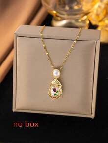 1 pieza Collar con colgante de luna y estrella de acero inoxidable, estilo romántico, adecuado para el Ramadán, festivales, uso diario, viajes, calle, fiesta, regalo (empaquetado en bolsa de OPP) - Amarillo Oro - Ver 5