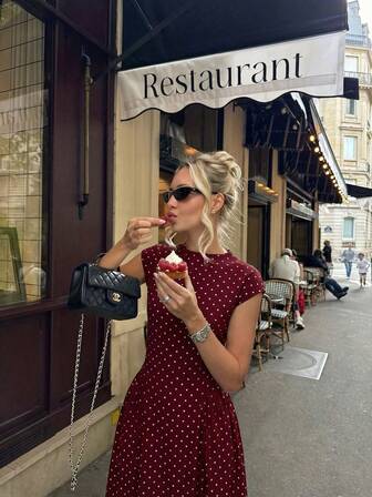 Elegant Floral Print Patchwork Casual Party Dress, Suitable For Holidays And Vacations