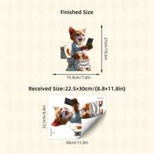 BRUP 1 件可爱动物马桶贴纸，趣味浴室贴纸，儿童适用，自粘可移除墙贴，卡通熊猫猫青蛙浴室装饰，家居浴室墙贴 - 彩色 - 查看 12