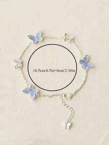 1pc Elegant Blue Butterfly Bracelet, Unique High-End Design With Delicate Pendant - 淺藍色 - 查看 5