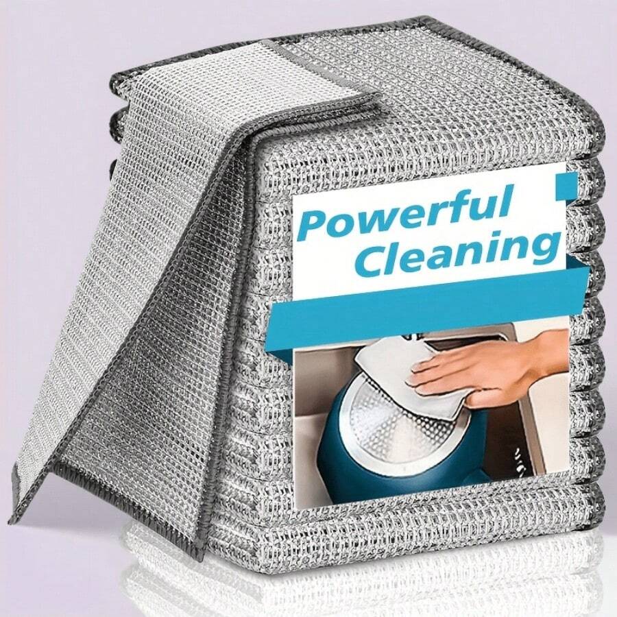 [Paño de limpieza mágico] Paño de limpieza de fibra ultrafina multiusos para metal | Paño húmedo y seco extra grande | Adecuado para metal y vajilla | Paño de limpieza de cocina - Plateado - Ver 1