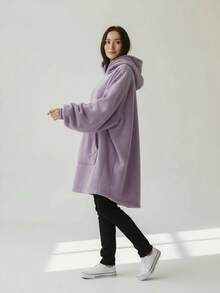 Maxi Sudadera de Felpa, Sudadera Afelpada Unitalla, Con Colores diferentes - Lila Púrpura - Ver 5