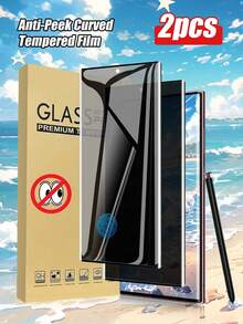 2pcs Anti-Spy Tempered Glass Screen Protector, Privacy Protection, Anti-Scratch, Compatible With Galaxy S21/S22/S23/S24 Ultra/S24 FE/Galaxy S25 Ultra/S25 Waterproof Shockproof Anti-Fall Anti-Fall Anti-Fingerprint Full Cover - Black - View 35