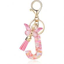 1pc Handmade Crystal Resin Butterfly & Letter Keychain, Tassel Keyring, Small Gift For Wedding, Birthday, Baby Shower, Travel Souvenir, Graduation, Housewarming, Party (5 Styles Available) - Multicolor - View 51