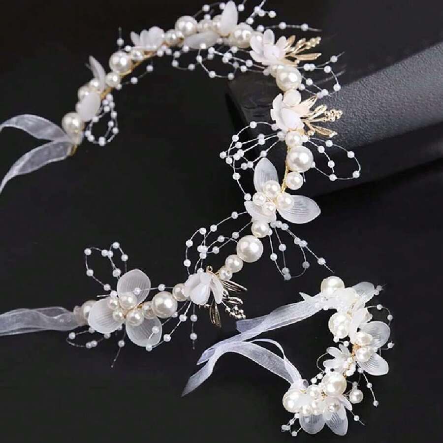 Mythya Bandas para el Cabello y Wrist Garland Accessories, Diadema de Aleación Floral, Accesorios para el Cabello, Diadema de Cristal de Princesa, Graduación, Fotografía para Niñas y Mujeres,36915270 - Burdeos - Ver 1