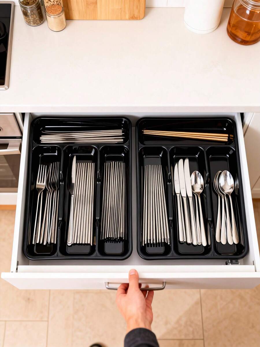 1 khay đựng dao nĩa bạc, giá đựng thìa muỗng nhà bếp, khay đựng dụng cụ ăn uống bằng bạc, giá đựng đồ nhà bếp, hộp đựng dao nĩa trong ngăn kéo, giá đựng dao nĩa đũa trong tủ, khay chia ngăn kéo đựng dao nĩa thìa. - Nhiều màu - Xem 1
