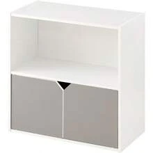 ぼん家具 キューブボックス 扉 収納棚 スタッキング 収納 棚 マルチラック おしゃれ 〔Aタイプ〕グレー×ホワイト - 写真の通り - チェックする 2