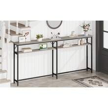 Huisuilinss 70.8" Console Table,2 Tier Sofa Table With Storage,Extra Long Entryway Table,Narrow Couch Table,Thin Behind Couch Table For Entryway Living Room Hallway - Gris - Ver 7