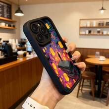 Cubierta de teléfono con borde negro diseño de libro flotante en espacio estelar con figuras luminosas coloridas para uso diario y cafetería,Aplicable a los teléfonos de la serie Apple y Galaxy - Burdeos - Ver 6