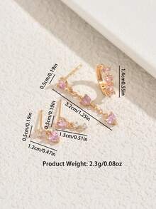4pcs/Set Valentine's Day Pink Heart Earrings, Elegant Gift Jewelry Set For Women - Pink - View 4